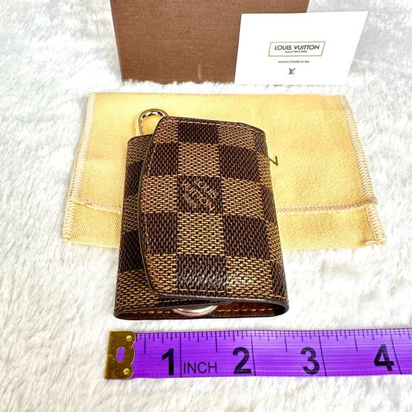 Louis Vuitton Damier Ebene Key holder Fob holder keychain or cufflinks case NICE - Picture 14 of 16